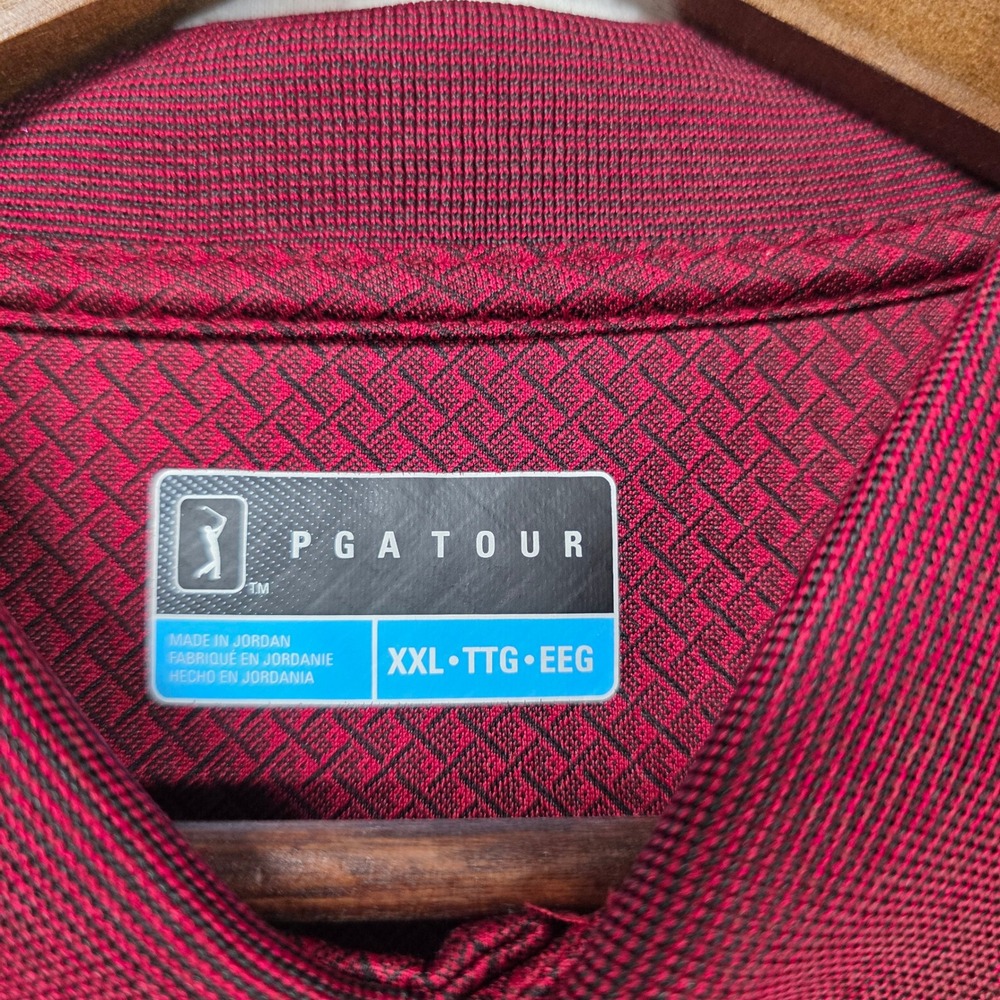 PGA Tour Polo Shirt Mens XXL Burgundy Grey Stripe Performance Golf Bundle 2pk - Picture 6 of 13